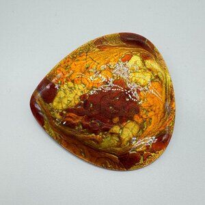 Vintage Enamel on Copper Brooch Pendant Autumn Artisan Made Quebec A. Gagnon